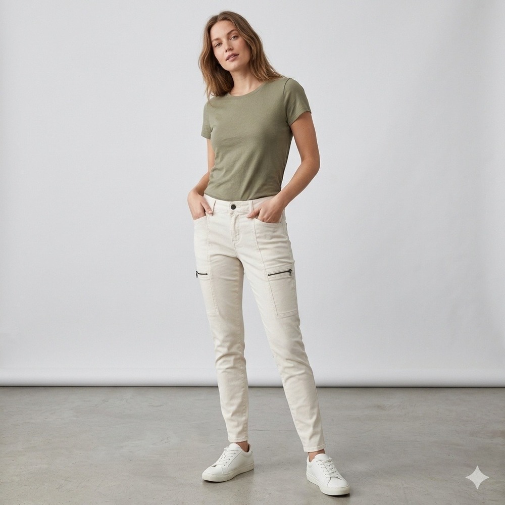 Gap Jeans Skinny Stretch Women 6R Cream Zipper Pockets